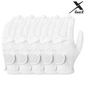 【送料無料 5枚セット】GearX ギアエックス 合成皮革 ゴルフグローブ ホワイト レディース