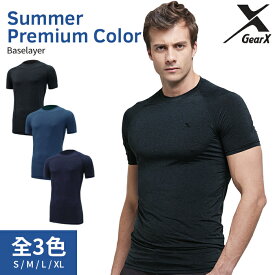 GearX ギアエックス 高級 夏用 Color Baselayer 半袖 Round Neck メンズ