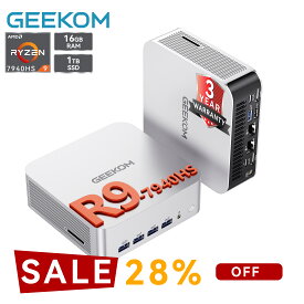 「ポイント・クーポンで95,310円」GEEKOM A7 Max ミニPC AMD Ryzen 9 7940HS搭載【8745HS/H255より上位】Radeon 780M(単体GPU級性能)｜128GB DDR5拡張可能｜USB4×2｜4画面8K｜デュアル2.5G LAN｜3年保証｜Win11 Pro｜在宅/クリエイター/ゲーミング向け mini pc 16GB+1TB