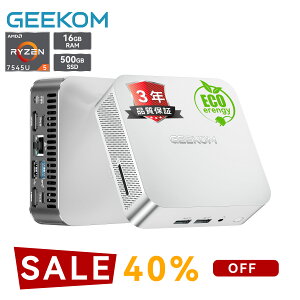 �u28%�N�[�|����97,848�~�vGEEKOM A7 AMD Ryzen 5 7545U �~�j PC�i7640HS/i5-12600H��葬���j64GB DDR5+2TB �g���\ |2.5G LAN�EWi-Fi 6E�EBluetooth 5.2| USB4.0�i40Gbps�EeGPU�Ή��j| 8K4��ʏo��| SD�J�[�h�b�ݑ�[�N/�I�t