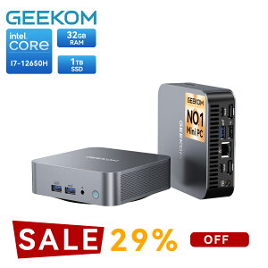 �u29%�N�[�|����99,329�~�vGEEKOM Mini GT12 �~�jPC ��12���� i7-12650H 10�R�A 16�X���b�h �ő�4.7GHz 32GB DDR4 1TB 128GB�܂Ŋg��� M.2 PCIe4.0 SSD Windows11 Pro/WIFI6E/BT5.2/TDP�ȓd�� HDMI2.0/USB4.0/2.5G RJ45LAN�Ȃǃ|�[�g mini