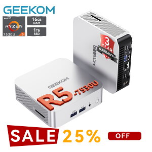 �u25%�N�[�|����74,925�~����v�y10�N�g���钷�������zGEEKOM A5 Pro �~�jPC�u�S����×3�N�ۏ؁vAMD Ryzen 7530U���ځi6650H/7430U/7730U��荂���\�j128GB+6TB�g���\�b4���4K�b30dB�É��bWiFi 6+2.5G LAN�bWin 11 Pro