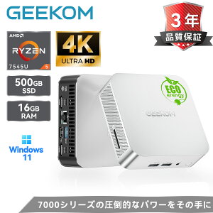 �u35%�N�[�|����103,935�~�vGEEKOM A7 AMD Ryzen 5 7545U �~�j PC�i7640HS/i5-12600H��葬���j64GB DDR5+2TB�g���\ |2.5G LAN�EWi-Fi 6E�EBluetooth 5.2| USB4.0�i40Gbps�EeGPU�Ή��j| 8K4��ʏo��| SD�J�[�h�b�ݑ�[�N/�I�t