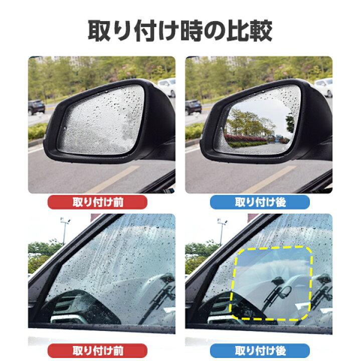 楽天市場 送料無料 サイドミラーフィルム 2枚入り 防眩フィルム カーバックミラー防水フィルム 高透過率 透明 雨除け 曇り止め 車用 撥水 ドアミラー サイドミラー 眩しさ 軽減 雨対策 スクラッチ防止 貼り付け簡単 安全ドライブ Geex Collection