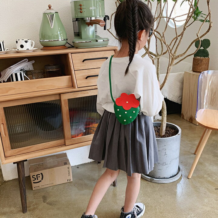 送料無料 ポシェット ショルダーバッグ キッズ 子供用 カバン 鞄 イチゴ ストロベリー ファスナー 斜め掛け 肩掛け フェイクレザー かわいい 激安プラネット キッズバック 色指定 可愛い いちごポシェット ショルダーバッグ イチゴ型
