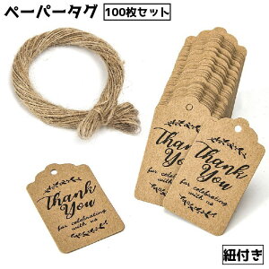 送料無料 ペーパータグ 紙タグ 100枚セット 紐付き ラッピング ギフト プレゼント 贈り物 ハンドメイド ありがとう 感謝 ラベル かわいい おしゃれ