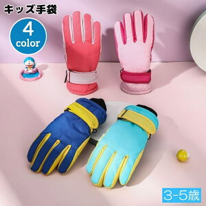 送料無料 手袋 グローブ 子供用 キッズ 裏起毛 5本指 男の子 女の子 防水 防寒 防風 滑り止め 雪遊び ウィンタースポーツ スキー アウトドア 暖かい あったか てぶくろ バイカラー おしゃれ