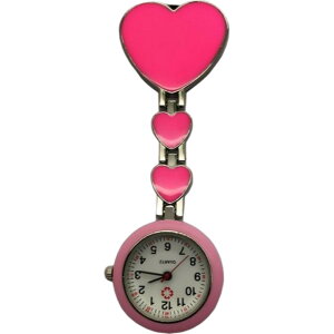 送料無料 懐中時計 ナースウォッチ 逆さ時計 アナログ 文字盤 看護師 医療従事者用 レディース メンズ ユニセックス 男女兼用 クリップ留め ハート クオーツ ボタン電池式 電池交換可 おし