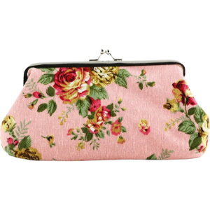 送料無料 マルチポーチ 化粧ポーチ 携帯ポーチ スマホポーチ お財布 がま口 小銭入れ 小物入れ 小物ポーチ コスメポーチ フラワー 花 総柄 プリント入り かわいい ナチュラル おしゃれ 上品