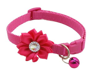 送料無料 首輪 犬 猫 小型犬 カラー チョーカー コサージュ付 ペットカラー 鈴 フラワーモチーフ 首飾り ペットグッズ ドッグ キャット 単色 ビビッドカラー おしゃれ 可愛い 犬用品 猫用品