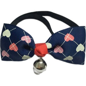 送料無料 ペット用チョーカー 蝶ネクタイ風 犬用 猫用 小型犬 ペット用品 アクセサリー 首飾り リボン 鈴付き ハート マリン かわいい キュート おしゃれ イヌ ネコ