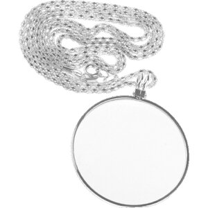送料無料 ルーペネックレス ペンダント 拡大鏡 5倍 虫眼鏡 アクセサリー 首掛け 丸形 ラウンド サークル シンプル ユニセックス 読書 新聞