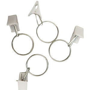 送料無料 カーテンフック カーテンクリップ 10個セット カーテンライナー シャワーカーテン リング付き 暖簾 ブラインド シンプル プラスチック製 ホワイト 白