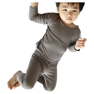 送料無料 パジャマ ルームウェア インナー 上下 2点セット キッズ ベビー 子供 男の子 女の子 リブ 長袖 ロングTシャツ ロングパンツ ラウンドネック ウエストゴム トップス ボトムス 部屋着