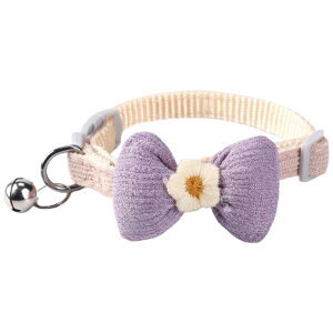 送料無料 首輪 カラー 猫 ネコ 犬 小型犬 ペット用品 ペットグッズ ワンタッチバックル 鈴 リボン 蝶ネクタイ風 お花 フラワー 刺繍 長さ調整 かわいい おしゃれ 散歩