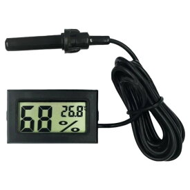 送料無料 デジタル温湿度計 温度計 水温系 湿度計 コンパクト 小型 冷蔵庫 冷凍庫 水槽 計測器 電池式 サーモメータ— 液晶パネル キッチン用品 ブラック 黒