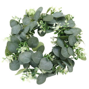 送料無料 グリーンリース ナチュラルリース 造花 壁掛け 壁飾り 玄関飾り 葉っぱ フラワー インテリア 装飾品 サークル 円形 室内 室外 クリスマス 開店祝い 贈り物 プレゼント ギフト