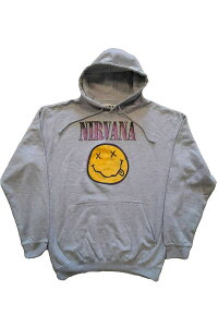 NIRVANA UNISEX PULLOVER HOODIE: XEROX HAPPY FACE PINK GREY