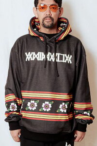 ANIMALIA (�A�j�}���A) ATTERNED ALL OVER HOODIE : Vintage Flowers BLACK