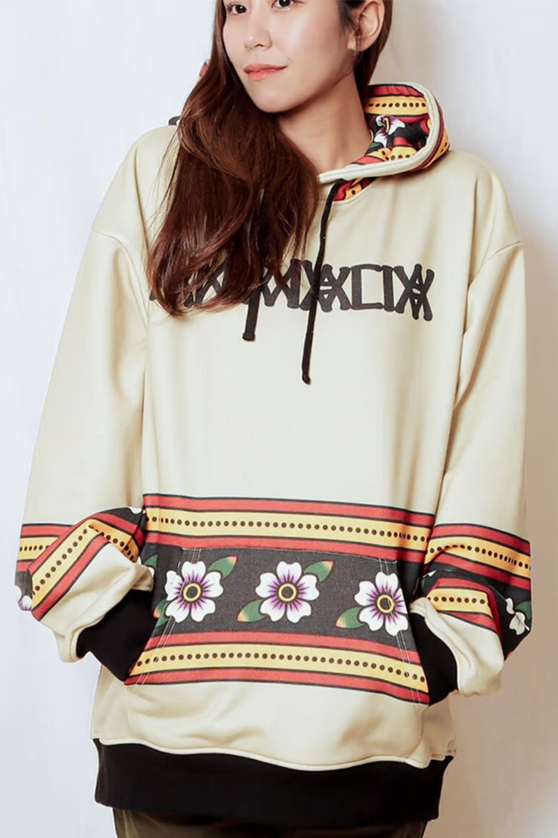 ANIMALIA (アニマリア) ATTERNED ALL OVER HOODIE : Vintage Flowers BEIGEのサムネイル