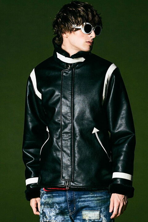楽天市場】glamb (グラム) Synth Mouton Biker JKT / シンセムートン 