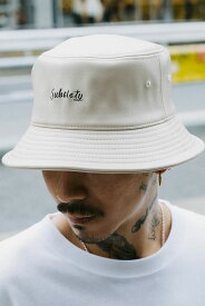 Subciety（サブサエティ）FAKE LEATHER BUCKET HAT BEIGE