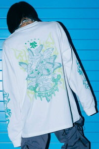 13뎮(gELEC`T[VL) L/S T-Shirt \@White×Iceblue