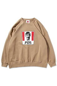 PUNK DRUNKERS (パンクドランカーズ)蝶ネクタイアイツBIGトレーナー - S.BEIGE