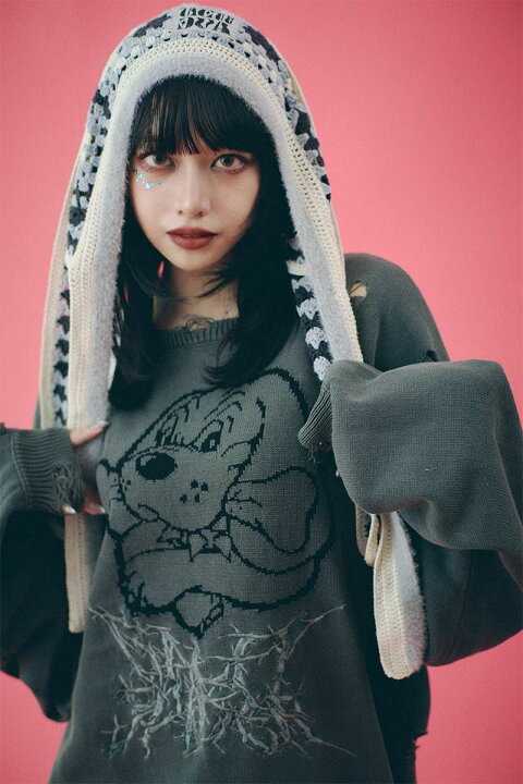 楽天市場】GALFY (ガルフィー) スパイダー染め染めニット BLACK 