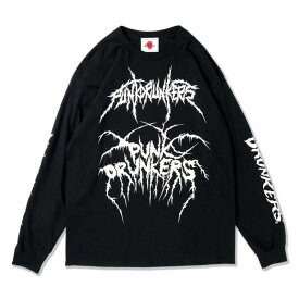PUNK DRUNKERS (パンク・ドランカーズ) メタルロゴいっぱいロンTEE - BLACK