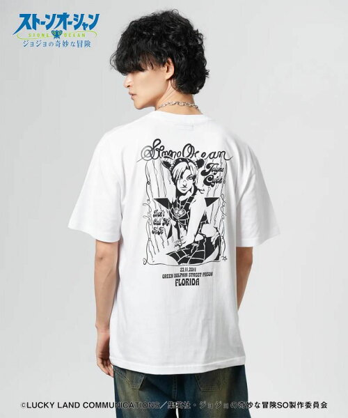 ジョジョの奇妙な冒険xglamb(グラム) 2 tone Jolyne T-shirts - White