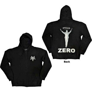 THE SMASHING PUMPKINS Unisex Zipped Hoodie: Zero Halo (Back Print) - BLACK