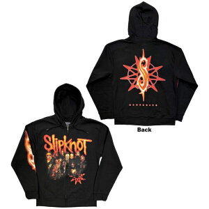 SLIPKNOT Unisex Zipped Hoodie: The End So Far Group Photo Nonagram (Black)
