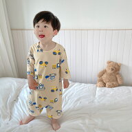 キッズ パジャマ オールインワン ロンパース 半袖 部屋着 ルームウェア 男の子 綿 女の子 可愛い 恐竜柄 …