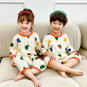 送料無料 キッズ パジャマ 7分袖 部屋着 ルームウェア 男の子 女の子 綿 春 夏 秋 夏祭り 部屋着 子供 キッズ用 涼しい 薄手 ガーゼ 子供 小学生 上下 2点セット プレゼント お誕生日 幼稚園 コ