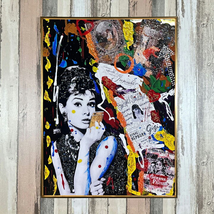 楽天市場】水晶パネル アートパネル 60×80cm ポップアート 金フレーム 