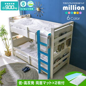 最安値に挑戦中!【低・高反発両面マットレス2枚付】二段ベッド 2段ベッド 子供 子供用 木製 シングル 分離 分割 マットレス 宮付き 耐荷重900kg LED照明付き コンセント付き ブックシェルフ 本棚 収納 垂直はしご 大人用 ミリオン