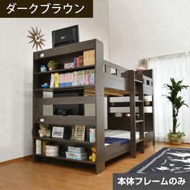 二段ベッド 2段ベッド 子供 大人用 耐荷重700kg TVが置ける 宮付き コンセント付き 本棚 木製 子供用ベッド すのこベッド シングル ツイン シングル 大蔵大臣-GKI(本体のみ)