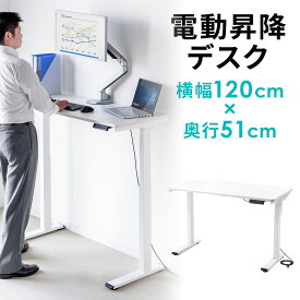 【最大2,500円クーポン発行中】昇降デスク 電動 スタンディングデスク 幅120cm 奥行51cm ホワイト 高さメモリー付き 座りすぎ防止 EZ1-ERD025W