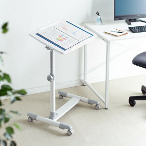 サイドテーブル ノートパソコンデスク 高さ58〜88cm調整 角度無段階調整 テレワーク 在宅勤務 ベッド ソファーサイド ホワイト EZ1-ERD026W