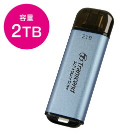 ポータブルSSD 2TB ESD310 Type-C接続 スティックSSD 外付け USB10Gbps USB3.2 Gen2 iPhone15 スカイブルー トランセンド 長期保証 TS2TESD300C