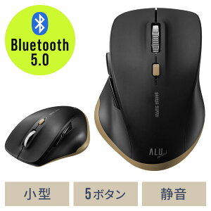 ワイヤレスマウス Bluetooth 無線 小型 5ボタン 戻る進む アルミホイール 静音 ALUmini ブラック EZ4-MABT159BK2