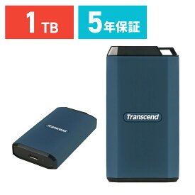 【最大500円オフクーポン発行中】外付けSSD 1TB 大容量 最大2000MB/s 小型 耐衝撃 IPX5防水 Type-C / USB A ポータブル USB20Gbps iPhone15対応 ネイビー TS1TESD410C Transcend トランセンド