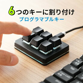 プログラマブルキーボード ミニ6キー 片手キーボード 左手デバイス ゲーミングキーボード マクロキーボード マクロ機能 メカニカル 青軸 割り当て 割付 バックライト付き 有線接続 カスタマイズ ブラック EZ4-SKB081