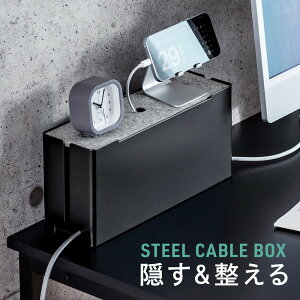 ケーブルボックス 電源まわり 目隠しボックス タップ収納ボックス ケーブル収納 幅32cm 充電ステーション スチール製 Switch収納 完成品 EZ2-CB070-071
