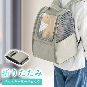 【オータムSALE限定特価】ペットキャリーバッグ おしゃれ 小型犬 猫 犬 リュック おしゃれ 軽量 折りたたみ うさぎ旅行 通院にも最適 EEX-BGPT02GY