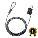 【最大1,000円オフクーポン発行中】【楽天1位受賞】セキュリティワイヤー ダイヤル錠タイプ 1.5m SLE-32S サンワサプ…