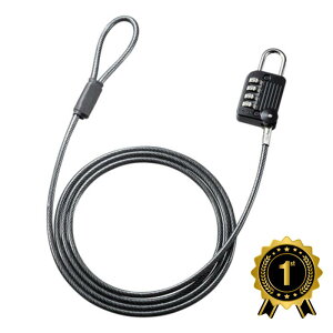【楽天1位受賞】セキュリティワイヤー ダイヤル錠タイプ 1.5m SLE-32S サンワサプライ【ネコポス対応】