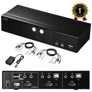 yyV1ʎ܁zKVMXCb` p\Rؑ֊ HDMI USB 2|[g fBXvC L[{[h }EX zbgL[ Win Mac SW-KVM2HHC TTvC