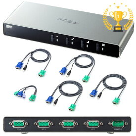 【楽天1位受賞】KVMスイッチ パソコン切替器 USB PC4台切替 VGA キーボード マウス ディスプレイ エミュレーション Win Mac SW-KVM4LUN2 サンワサプライ